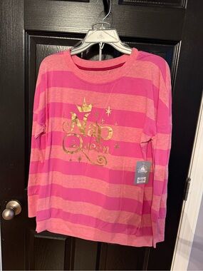 NWT Disney Parks Nap Queen Pink Striped Pajama Set Size Small